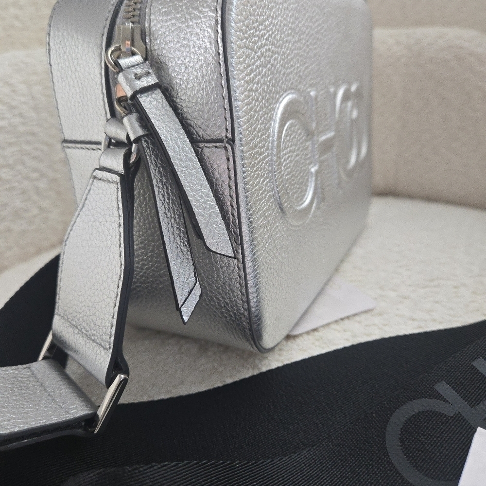 Jimmy Choo NWT Camera Bag‎ Metallic Silver Embossed Leather - Picture 13 of 16